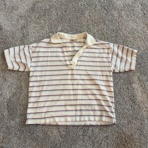 FAHERTY Women’s Cream Striped Polo Shirt